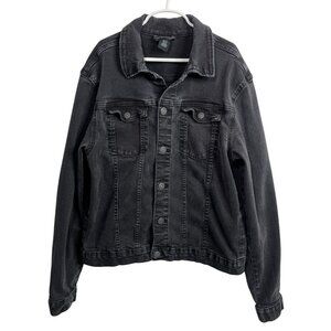 H&M Boys Black Denim Jacket Size 18 Classic Trucker Button Up